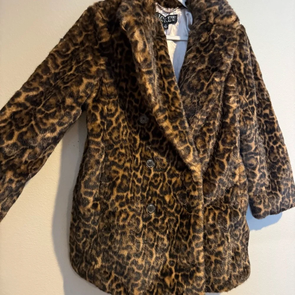 J. Crew Faux Fur Peacoat in Leopard